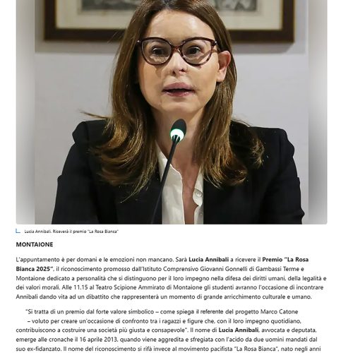 Premio La Rosa Bianca 2025 a Lucia Annibali - 1